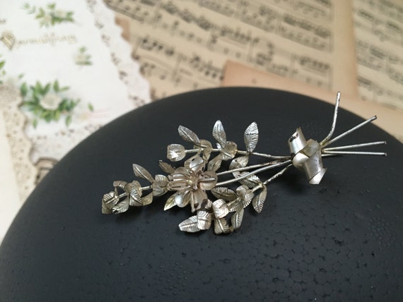 silver vintage boho bridal crown for wedding, ant… - image 4