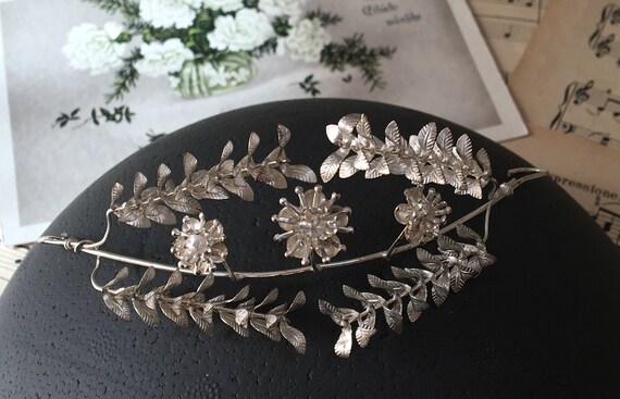 myrtle headpiece silver boho hair bridal tiara flower crown vintage wedding wedding hair accessories flower wreath headband