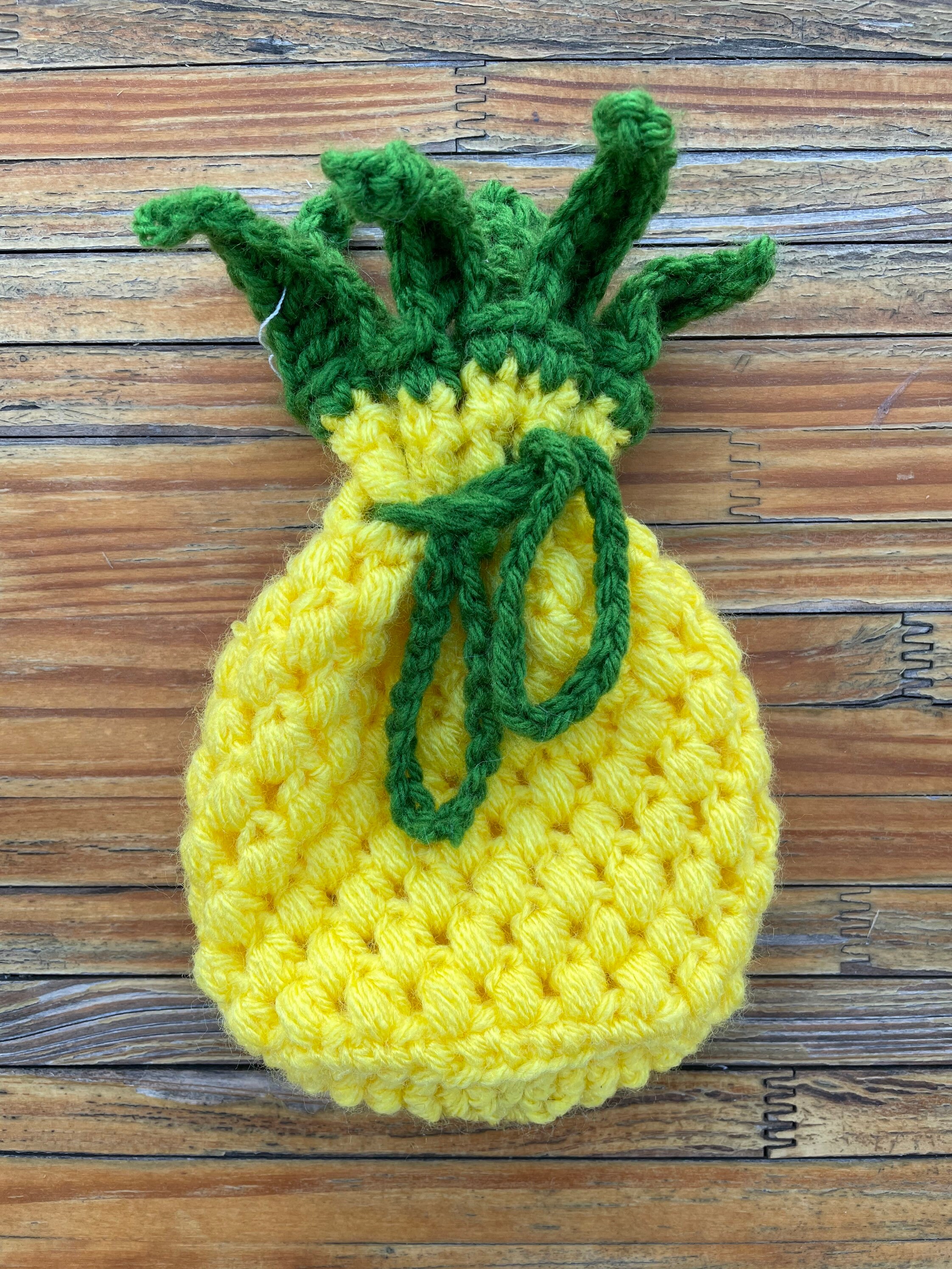 Drawstring Pineapple Bag, Tropical Style Travel Bags, Fully Lined Cotton  Canvas Laundry Bag, Drawstring Craft Bags, Sewing Crochet Knit Bags 