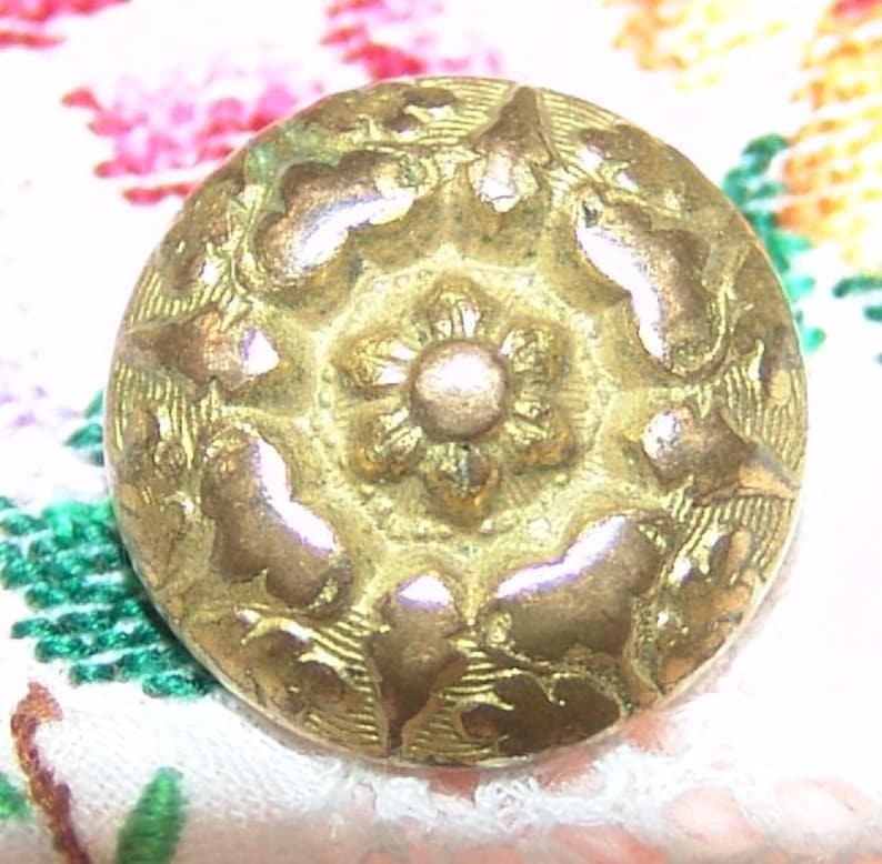 Marvelous Antique Gilt Brass Button ~ Golden Age Gilt Brass ~ Robinsons Extra Back Mark Button ~ Beautiful!