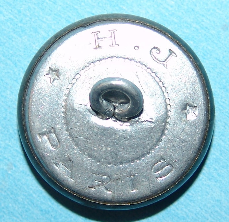Scarce Brass Fish Button ~ 78 Paris Back Fish Button ~ Blue Tint