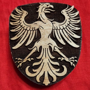 Eagle Displayed Heraldic Charge Woodcut Stamp for Wood Block Printing or Leather Embossing SCA