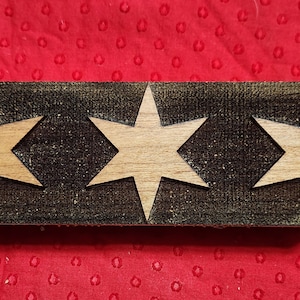 Six Arm Star Trim Bar, Heraldic Charge Vindheim Woodcut Stamp for Wood Block Printing or Leather Embossing SCA