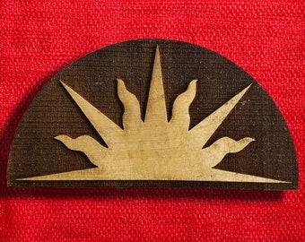 Sun Rising Kingdom of the West Badge Woodcut for Wood Block Printing or Leather Embossing SCA