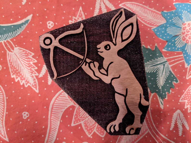 Drolleries Rabbits Crossbow Bunny Murder Rabbit French Drollery Woodcut Stamp for Block ...