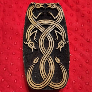 Three Dragon Hook Woodcut Stamp for Block Printing or Leather Embossing SCA