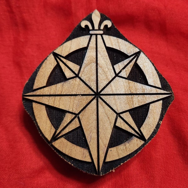 Compass Rose Woodcut Stamp for Wood Block Printing or Leather Embossing SCA