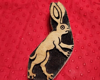 Derp Bunny Murder Rabbit Up To No Good Woodcut Stamp for Block Printing or Leather Embossing SCA