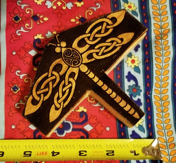 Celtic Knot Dragonfly Woodcut for Wood Block Printing or Etsy