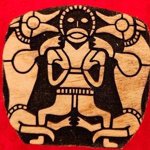 6th / 7th Century Sutton Hoo Dogs and Figure Woodcut Stamp for Wood Block Printing or Leather Embossing SCA
