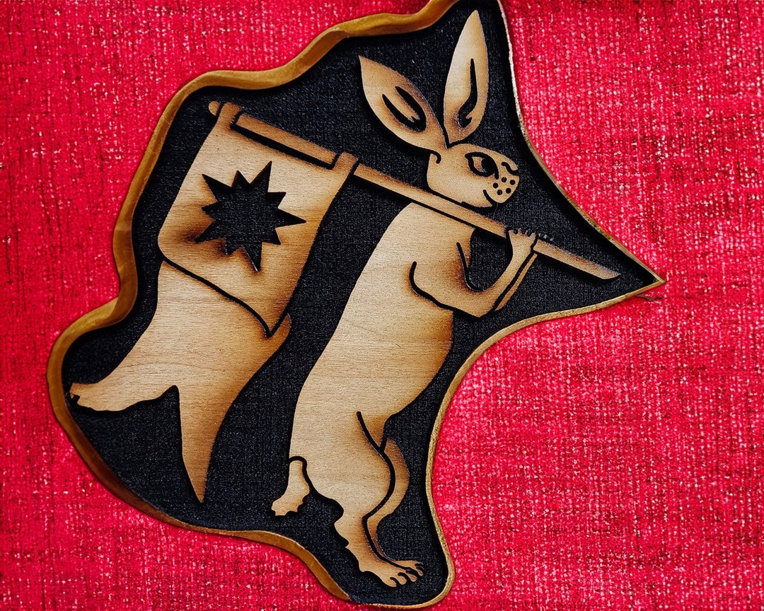 Drolleries Rabbits Ansteorran Banner Bunny Murder Rabbit French Drollery Woodcut Stamp for ...