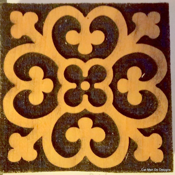 14th Century Central Asian Roosters Woodcut for Wood Block Printing or Leather Embossing SCA