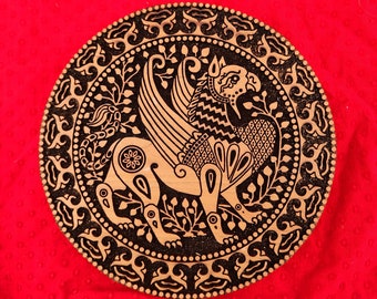 10th-11th Century Byzantine Griffin Woodcut for Wood Block Printing or Leather Embossing SCA