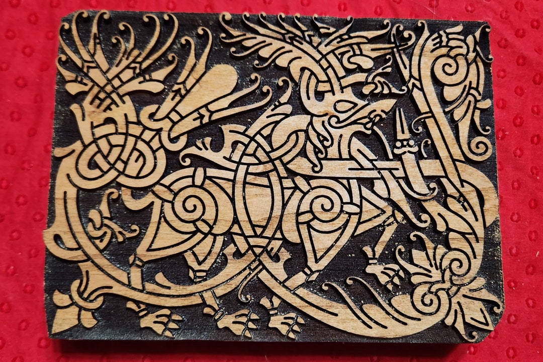 engrave the cross 腰巻き　スカーフ　ginzi archive 11th Century Scandinavian Ringerike Viking Horse Woodcut for Wood