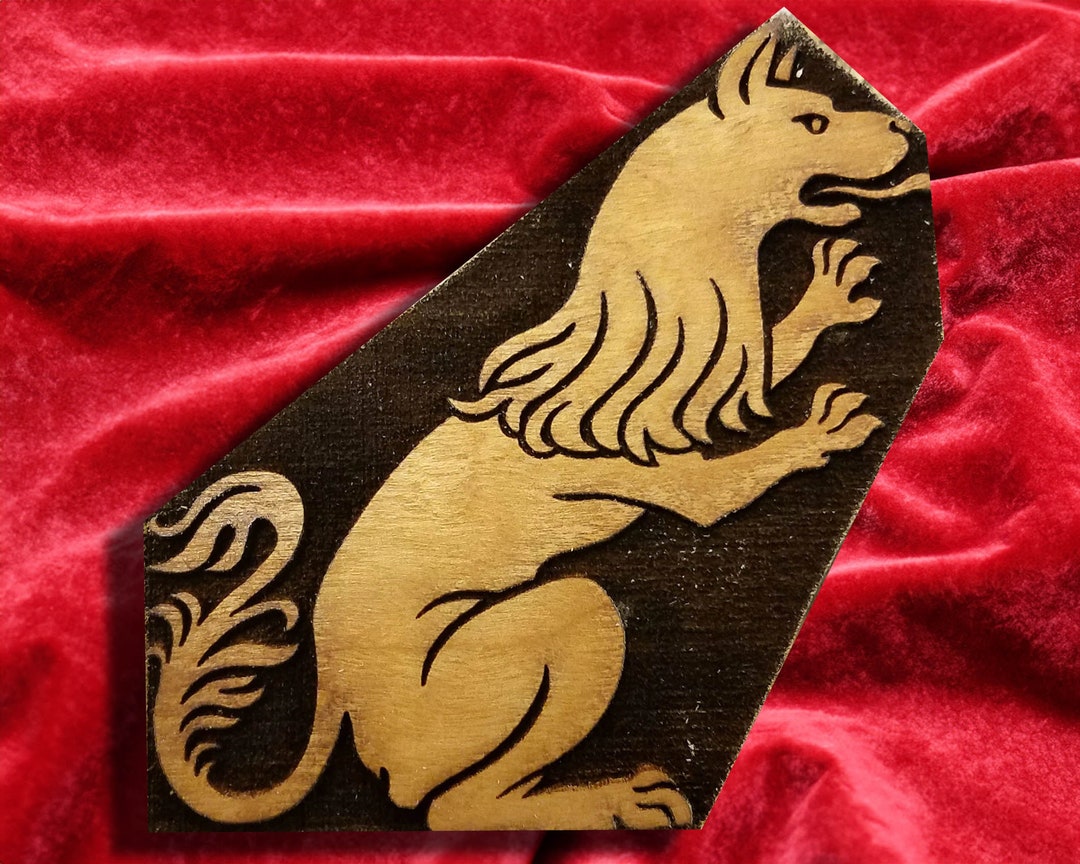 Heraldic Rampant Dog Woodcut Stamp for Wood Block Printing or Leather ...