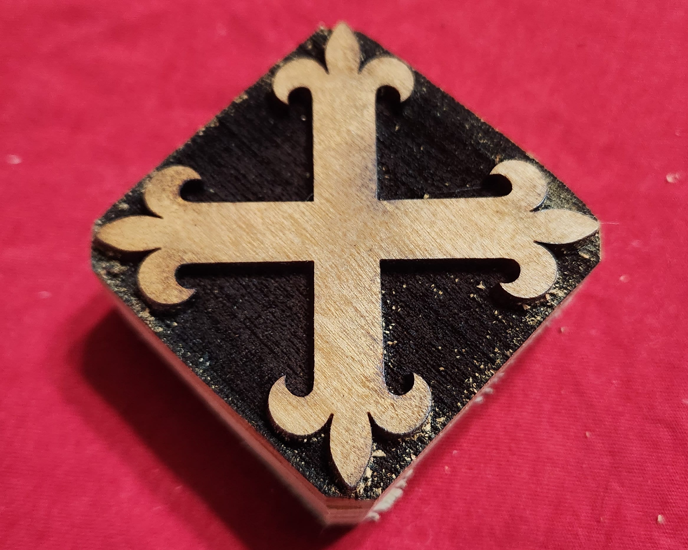 13th Century Fleur De Lis Cross From St. Chapelle Woodcut Stamp