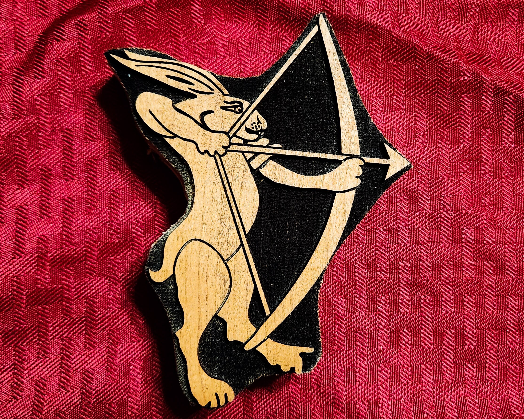 Drolleries Rabbits Longbow Bunny Murder Rabbit French Drollery Woodcut Stamp for Block ...