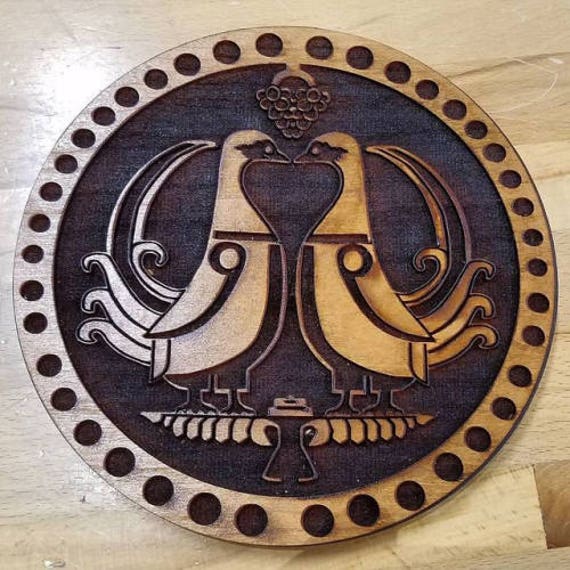14th Century Central Asian Roosters Woodcut for Wood Block Printing or Leather Embossing SCA