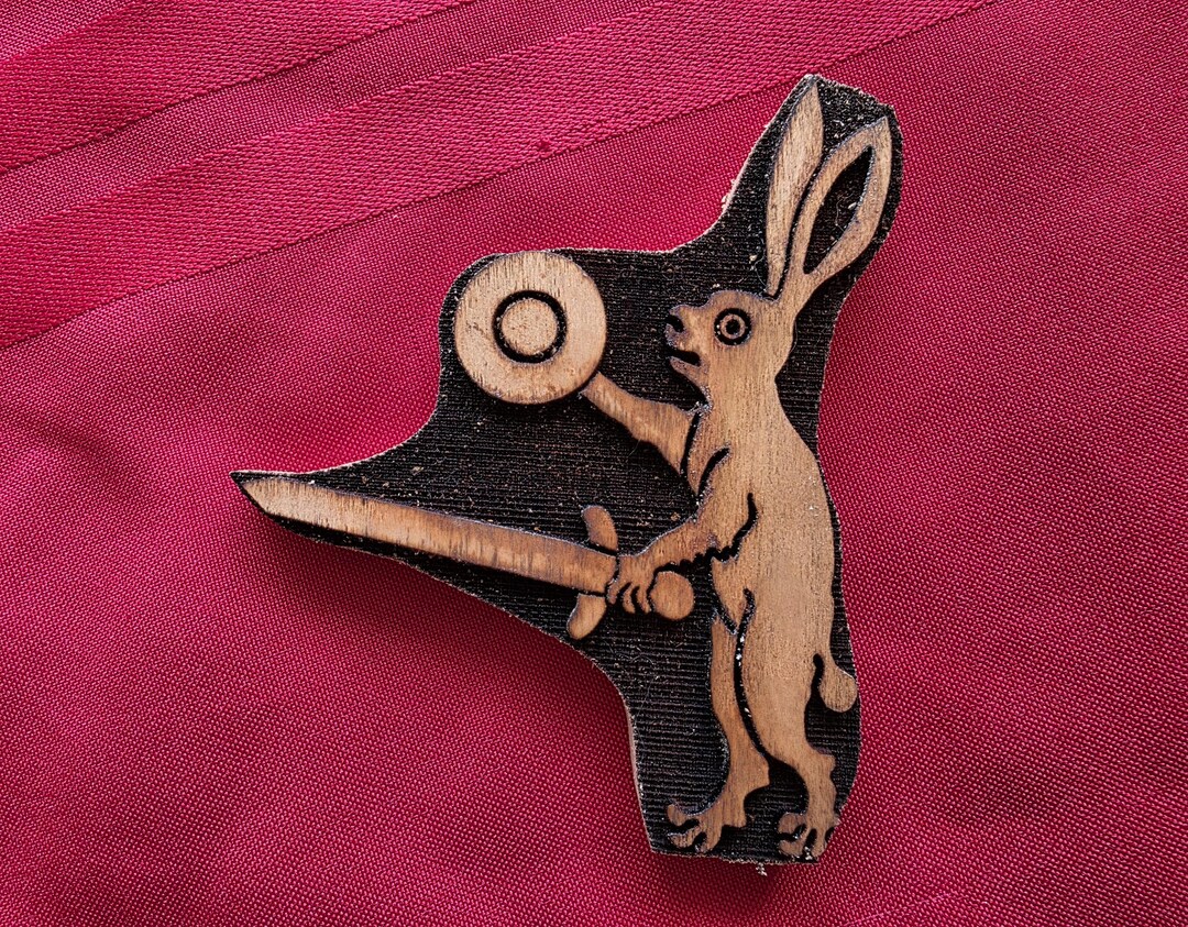 Drolleries Rabbits Sword and Buckler Murder Rabbit French Drollery Woodcut Stamp for Block ...