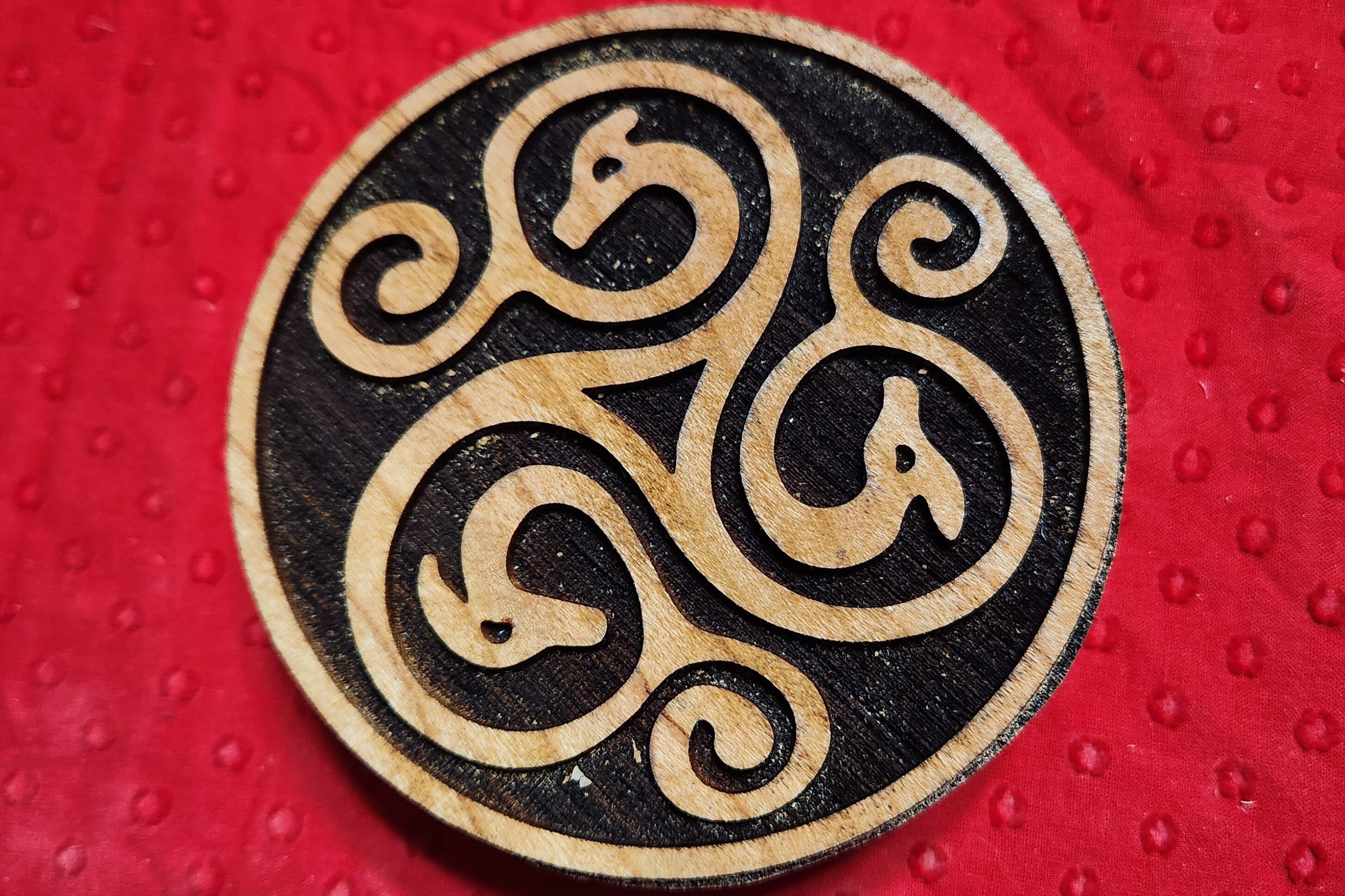 Celtic Three Dragon Triskele Woodcut Stamp for Wood Block Printing