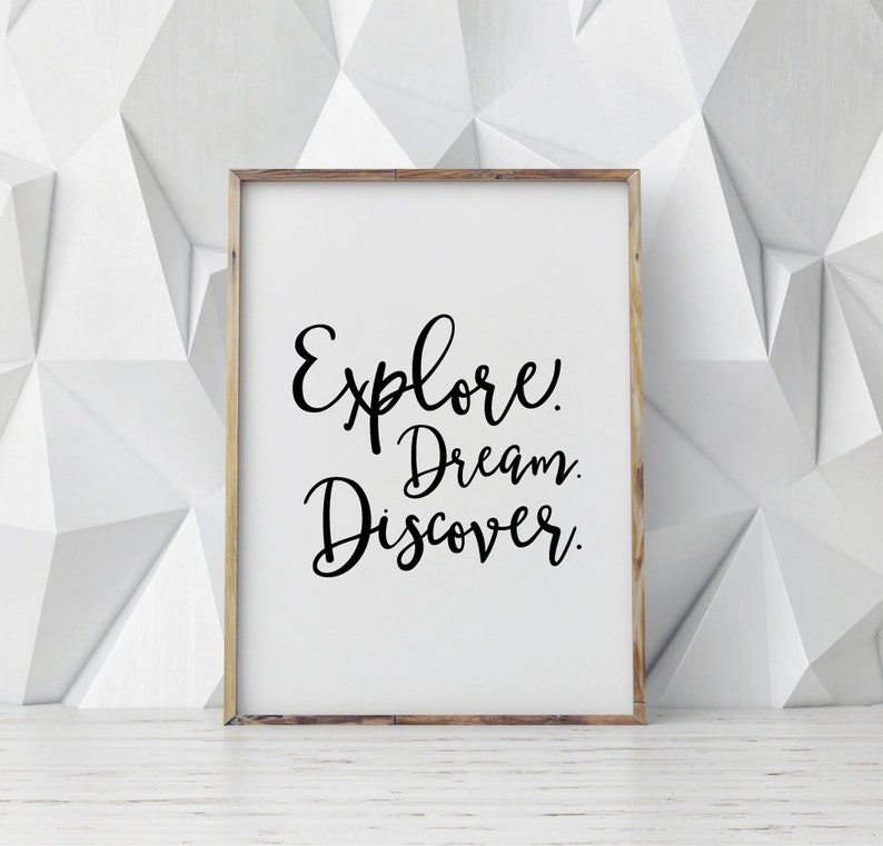 typography print motivational printable poster educational print Explore dream discover print wall decor printable quote