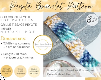 Peyote miyuki bracelet pattern/peyote pattern bracelet/odd count peyote pattern/bead bracelet pattern/instant download pdf/seed bead pattern