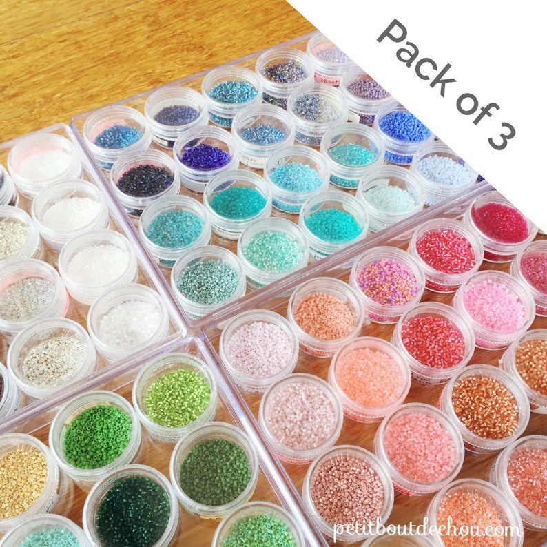 Pack of 3 Boxes of Beads Storage System for Miyuki Delicas/circular