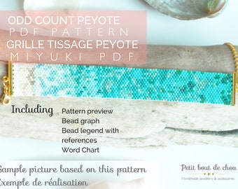 Peyote BeadingBracelet Pattern PDF/Peyote Stitch odd count/Miyuki delica beads/geometric pattern/instant download/turquoise caribbean sea