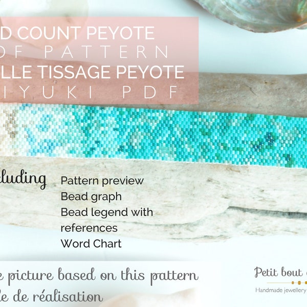Peyote BeadingBracelet Patrón PDF/Peyote Stitch cuenta impar/Miyuki delica cuentas/patrón geométrico/descarga instantánea/mar caribe turquesa