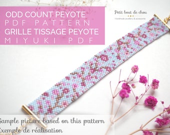 Grille de tissage bracelet/peyote impair/diagramme miyuki/perles miyuki delicas/pdf à télécharger/motif sakura fleurs japonaises printemps