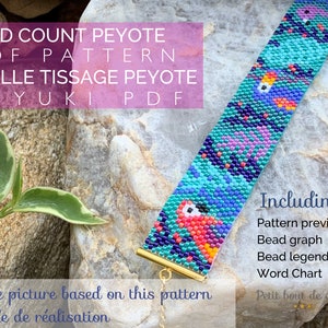 PDF Peyote Bracelet Pattern/Beading grid/odd count peyote bracelet/ Miyuki delica beads/miyuki pattern/jungle exotic tropical life pattern image 1