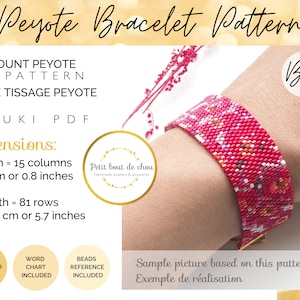 Peyote Miyuki bracelet pattern/peyote pattern bracelet/odd count peyote pattern/bead bracelet pattern/instant download pdf/seed bead pattern