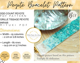 Peyote miyuki bracelet pattern/peyote pattern bracelet/odd count peyote pattern/bead bracelet pattern/instant download pdf/seed bead pattern