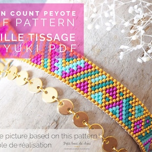 PDF Peyote Bracelet Pattern/Beading grid/peyote bracelet/ Miyuki delica beads/miyuki pattern/aztec pattern/summer colors /gold fushia