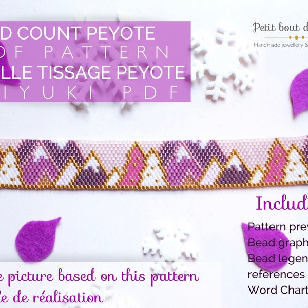 Grille de tissage bracelet/peyote impair/diagramme miyuki/perles miyuki delicas/pdf à télécharger/motif sapins de Noel