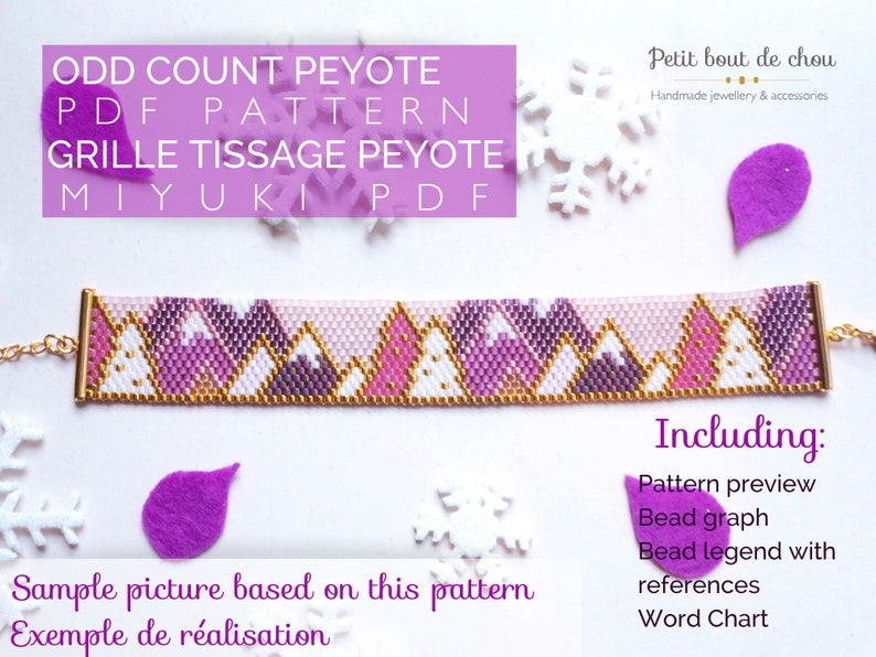 Grille de tissage bracelet/peyote impair/diagramme miyuki/perles miyuki