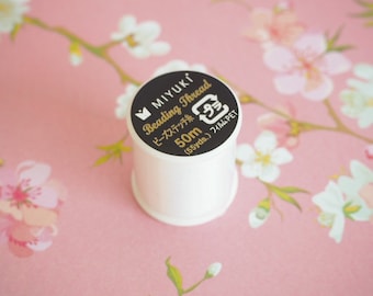 Miyuki Perlenfaden weiße Farbe 50 m Spule / Miyuki Perlenwerkzeug / Peyote Material / Material für Ziegelstiche
