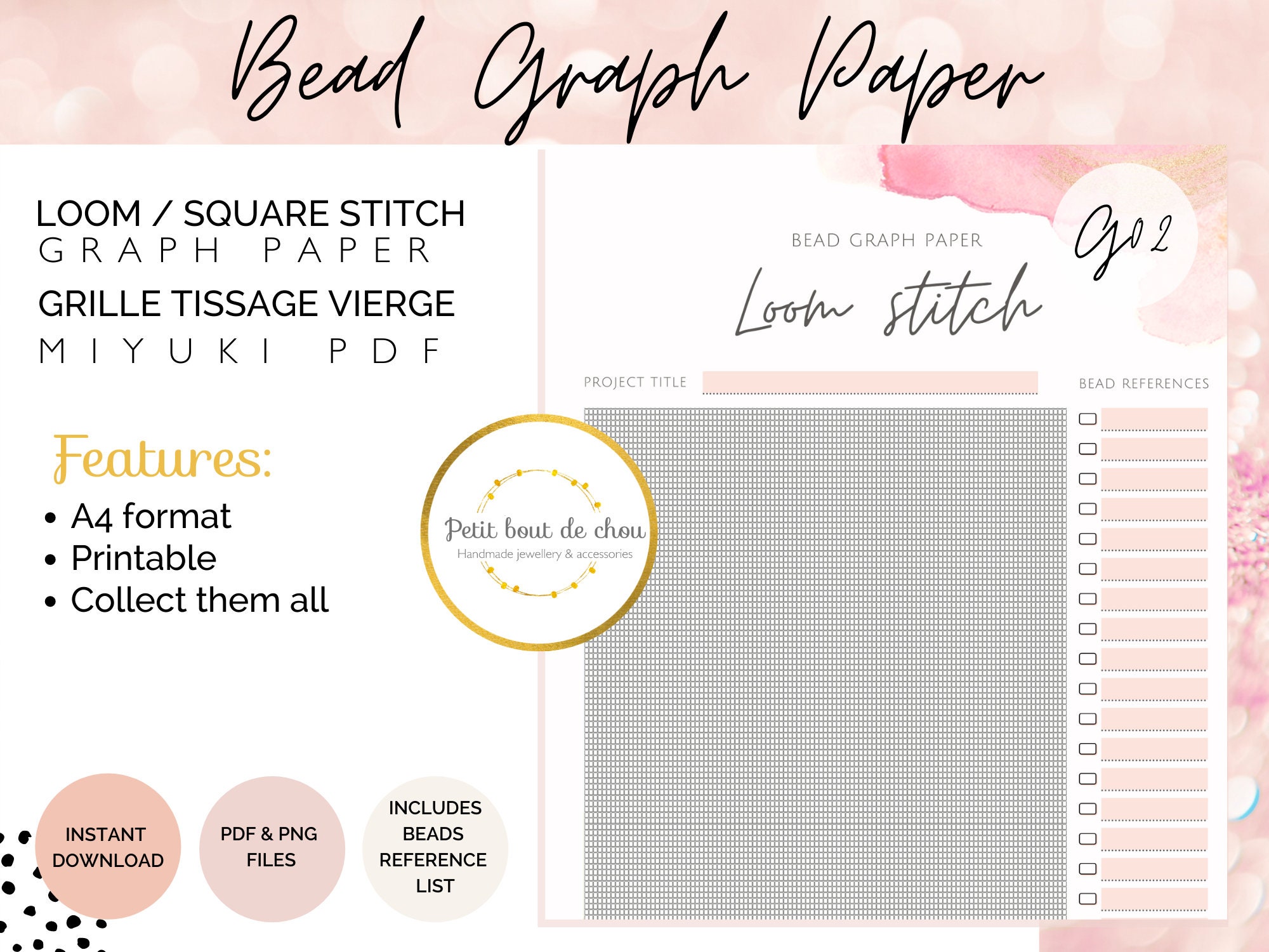 loom square stitch bead graph paper miyuki graph paper blank etsy