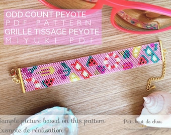 Grille de tissage armband/peyote impair/diagram miyuki/perles miyuki delicas/pdf à télécharger/motief été plage glaces lunettes soleil