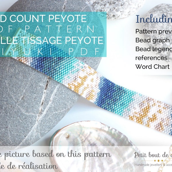 Peyote Beading Bracelet Pattern PDF/Peyote Stitch Odd Count/Miyuki delica beads/geometric pattern/abstract art teal/instant download