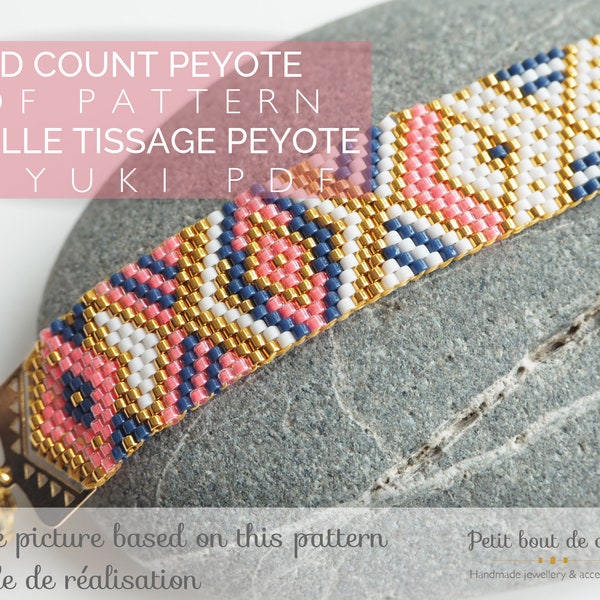 PDF Peyote Bracelet Pattern/Beading grid/odd count peyote bracelet/ Miyuki delica beads/miyuki pattern/geometric pattern/navy pink neon gold