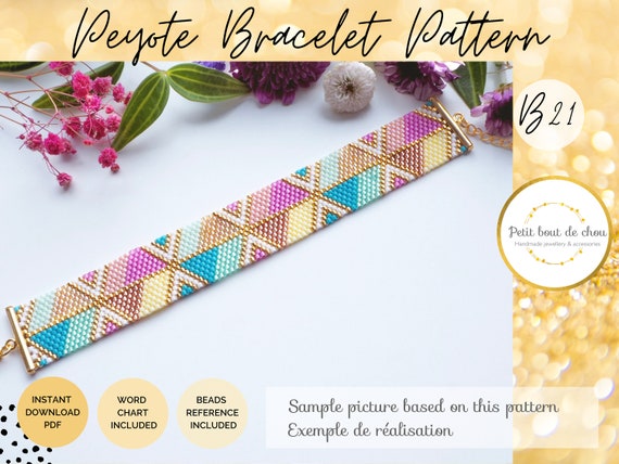 Peyote miyuki bracelet pattern/peyote pattern bracelet/odd count peyote pattern/bead bracelet pattern/instant download pdf/seed bead pattern