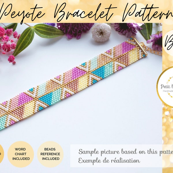 Peyote miyuki bracelet pattern/peyote pattern bracelet/odd count peyote pattern/bead bracelet pattern/instant download pdf/seed bead pattern