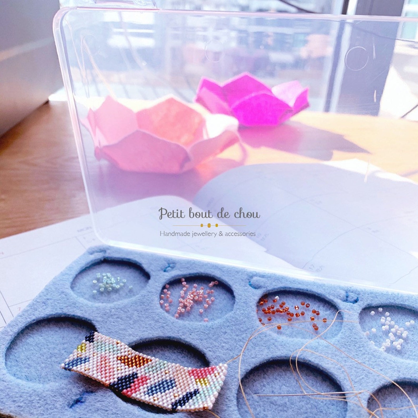 Travel beading case with mat/ nomade beading tray/ sorting Etsy