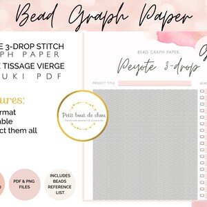 Peyote bead graph paper 3-drop/miyuki graph paper/blank bead pattern/beading graph/beading chart/blank templates/printable graph