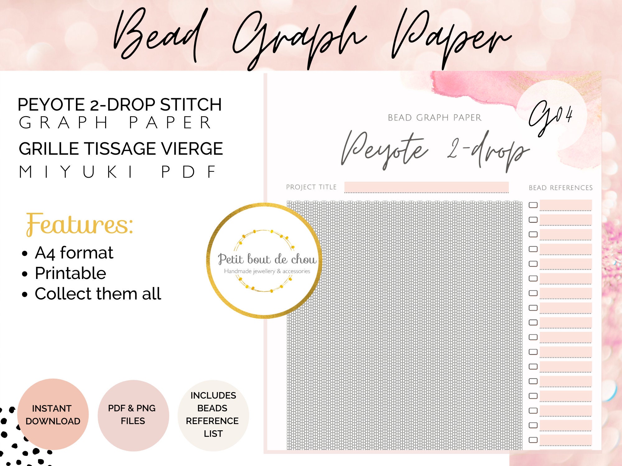 Peyote bead graph paper 2-drop/miyuki graph paper/blank bead pattern/beading graph/beading chart/blank templates/printable graph