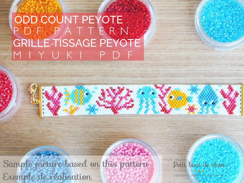 Grille de tissage bracelet/peyote impair/diagramme miyuki/perles miyuki