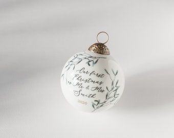 Mistletoe Ornament, Our First Christmas Ornament, Newlywed Christmas Ornament, Personalized Christmas Ornaments, Personalized Wedding Gift