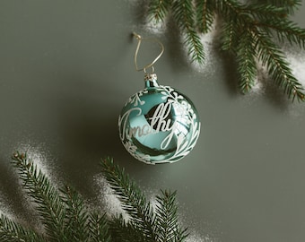 Ornements de Noël en verre mercure personnalisés turquoise, ornements vintage personnalisés, cadeaux de vacances personnalisés