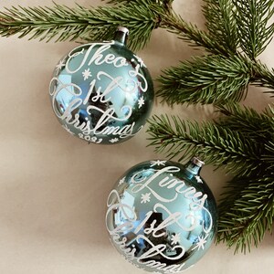 Turquoise Mercury Glass Christmas Ornaments Personalized with Custom Wording, Personalized Christmas Ornaments, Personalized Holiday Gifts image 5